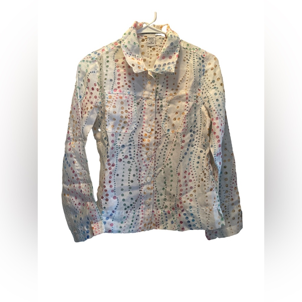 Bamboo Traders Multicolor Polka Dot Button Down S… - image 1
